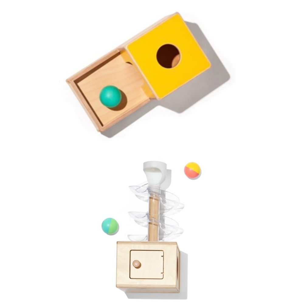 Lovevery 2 toys - ball drop and slide and seek